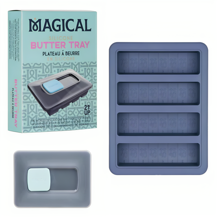 a box with a container and a tray
