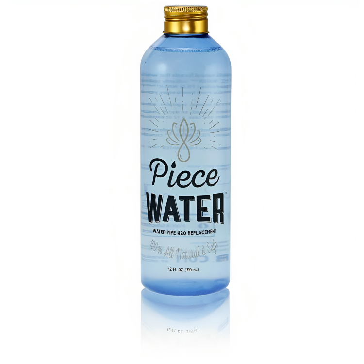 a bottle of water with a gold cap