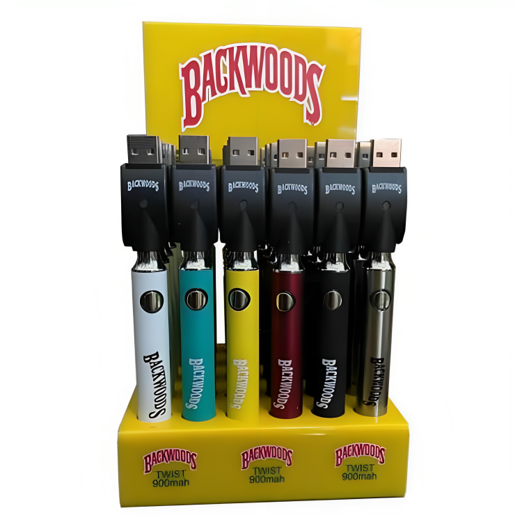 a group of vaping devices in a yellow box