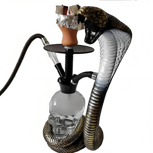 a hookah with a snake and a skull