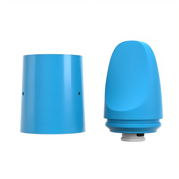 a blue plastic object with a white background