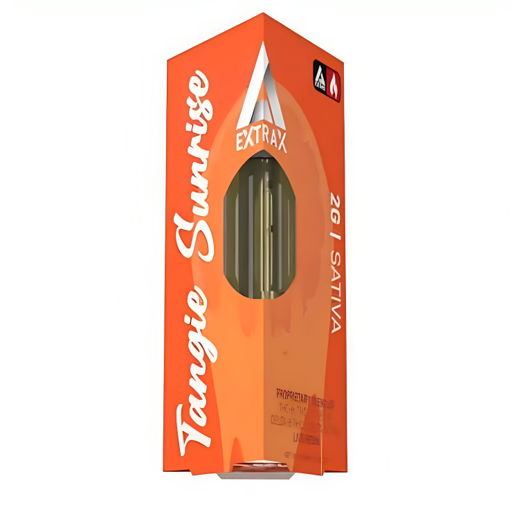 a orange box with a clear bottle inside