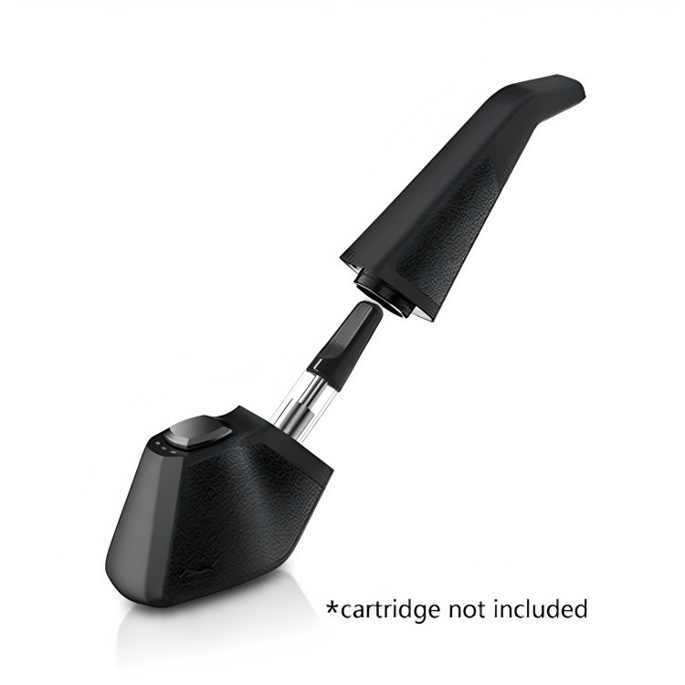 a black pipe with a black handle