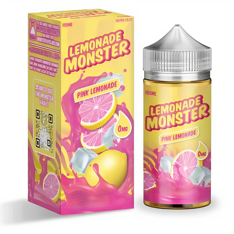 a bottle of pink lemonade with a box