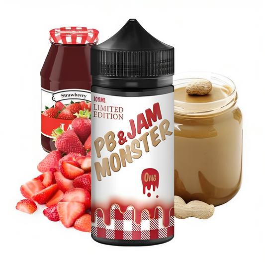 a jar of peanut butter and strawberries and a bottle