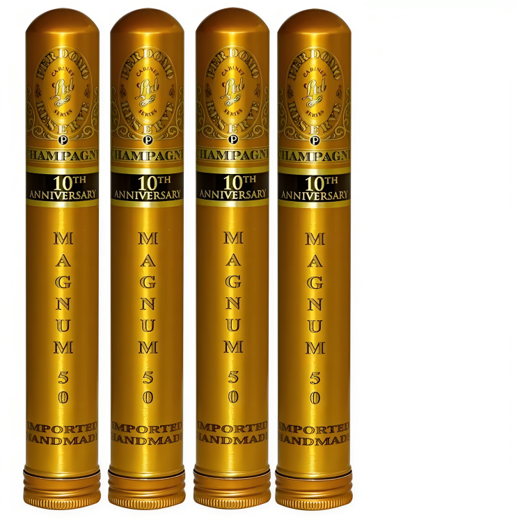 a group of gold cylindrical cigars