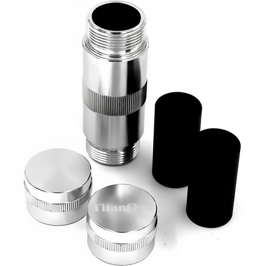 a silver and black cylindrical objects