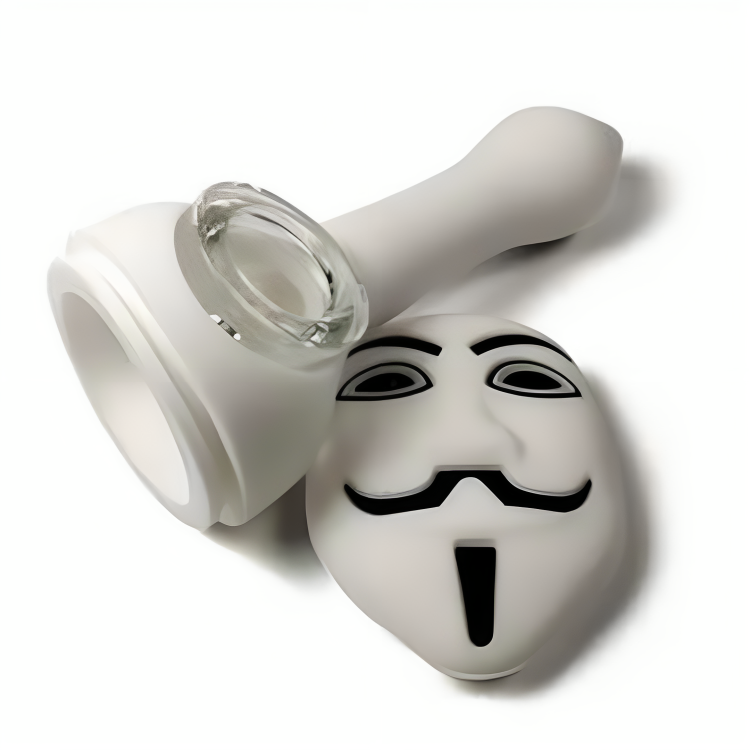 a white pipe and mask