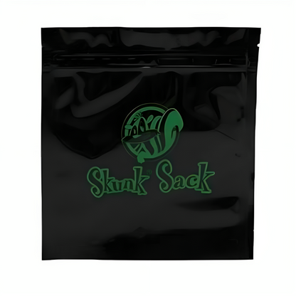 a black bag with green text